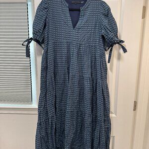 English Factory Blue plaid midi dress Size L